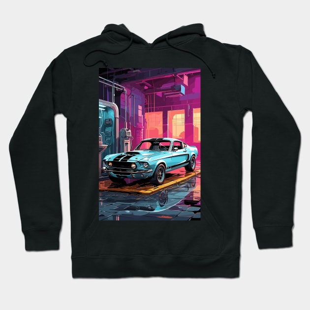 Classic American Shelby Blue Muscle Car Hoodie by VENZ0LIC